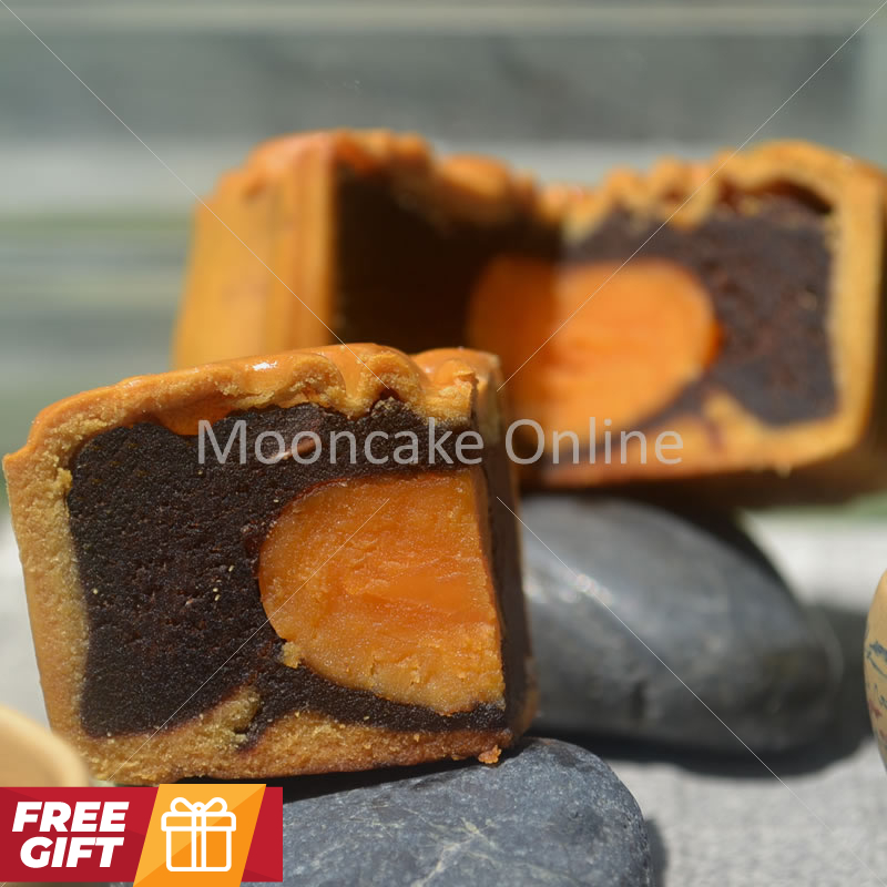 单黄豆沙 Red Bean Paste Mooncake with 1 Yolk [FREE Gift]